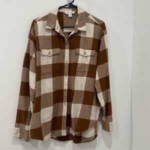 The Boyfriend Shirt by Old Navy. Brown and Cream Plaid in Large (Tall).